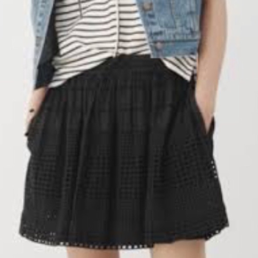 NWOT Madewell Bayfront Eyelet Pull on Skirt M Blk
